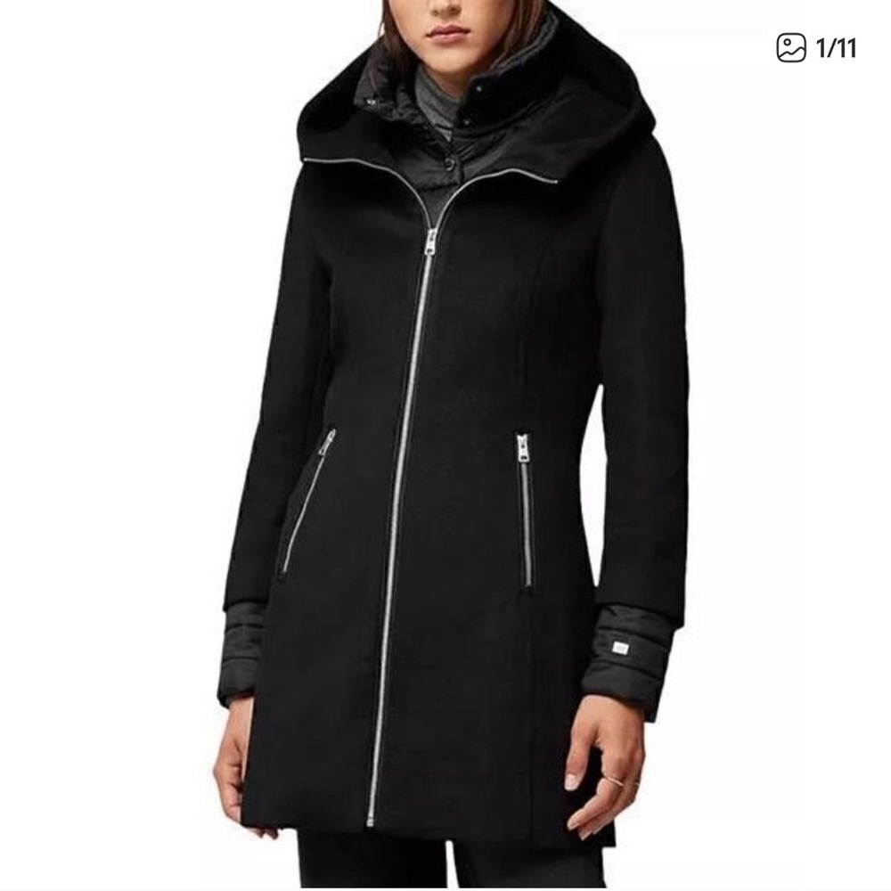 Soia & Kyo Rooney Hooded Mixed Media Coat L